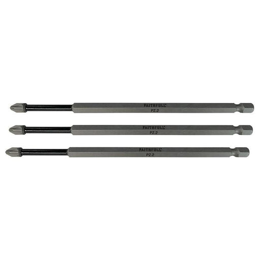 Faithfull Pozidriv Impact Screwdriver Bits PZ2 x 150mm (Pack 3) Faithfull - Dynamic Drive