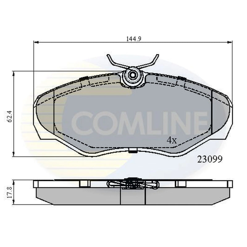 Comline 4 x Front Brake Pad Set fits Nissan Primastar 2001-2006 1.9 2.0 2.5