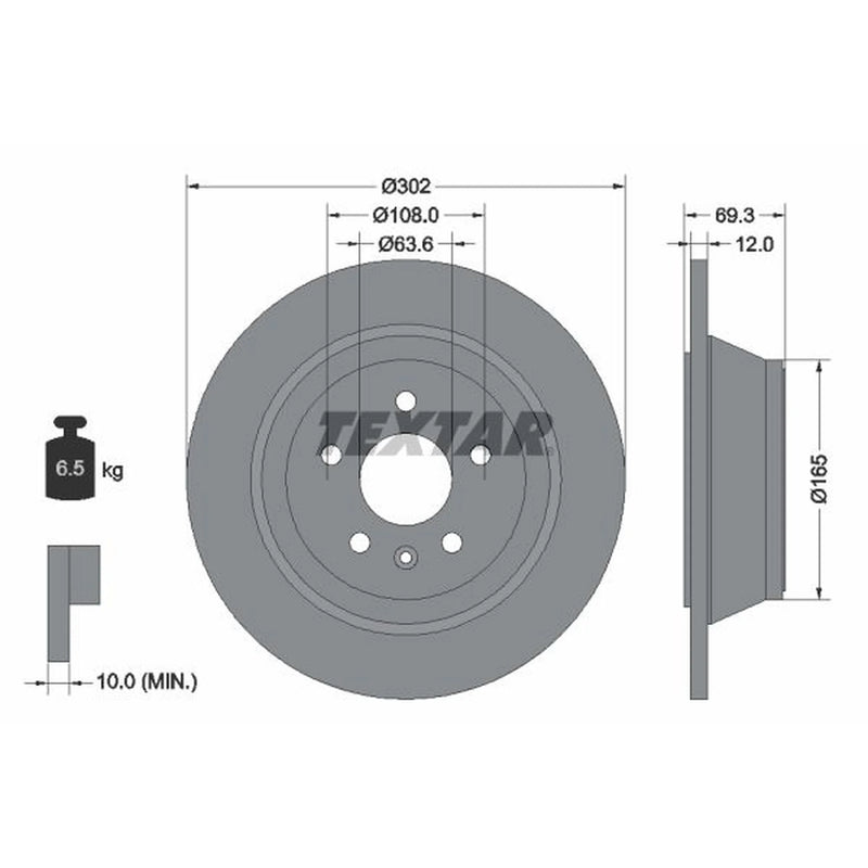 Textar 2 x Solid Rear Brake Discs 92168403-x2