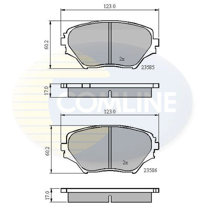 Comline 4 x Front Brake Pad Set fits Toyota Rav 4 2000-2005 1.8 2.0