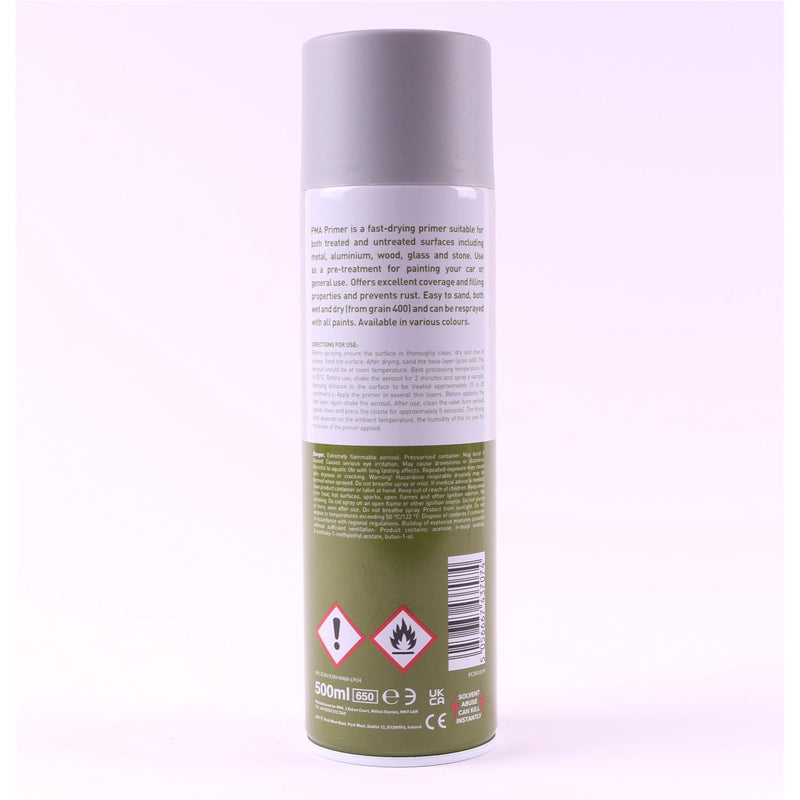 12x High Build Primer - 500ml Spray On Paint - Autotek Grey Aerosol High Coverage PMA - Dynamic Drive