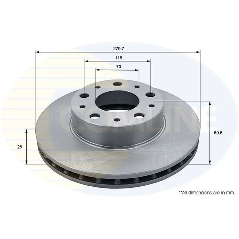 Comline 2 x Vented Front Brake Discs ADC1571V-x2