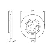 Bosch 2 x Vented Brake Discs fits Honda Cr-V 2001-2007 2.0 2.2