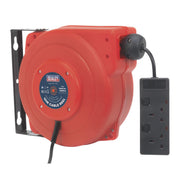 Sealey Cable Reel System Retractable 10m 2 x 230V Socket CRM10 Sealey - Dynamic Drive