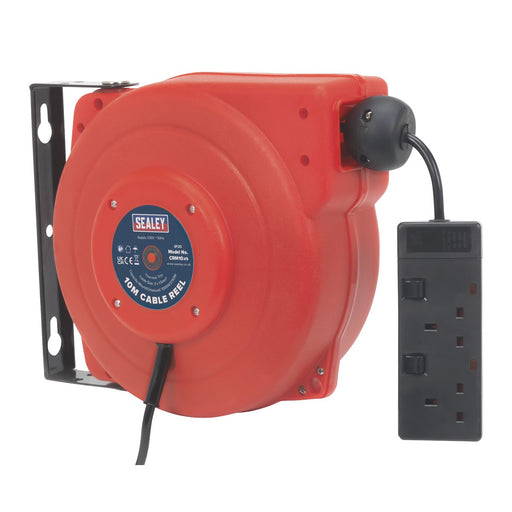 Sealey Cable Reel System Retractable 10m 2 x 230V Socket CRM10 Sealey - Dynamic Drive