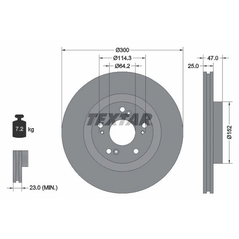 Textar 2 x Vented Front Brake Discs 92186503