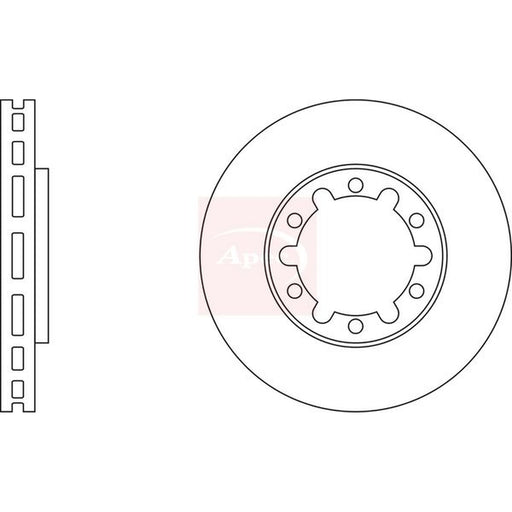 Apec 2 x Vented Brake Discs fits Nissan Patrol Gr 1997-2000 2.8 3.0