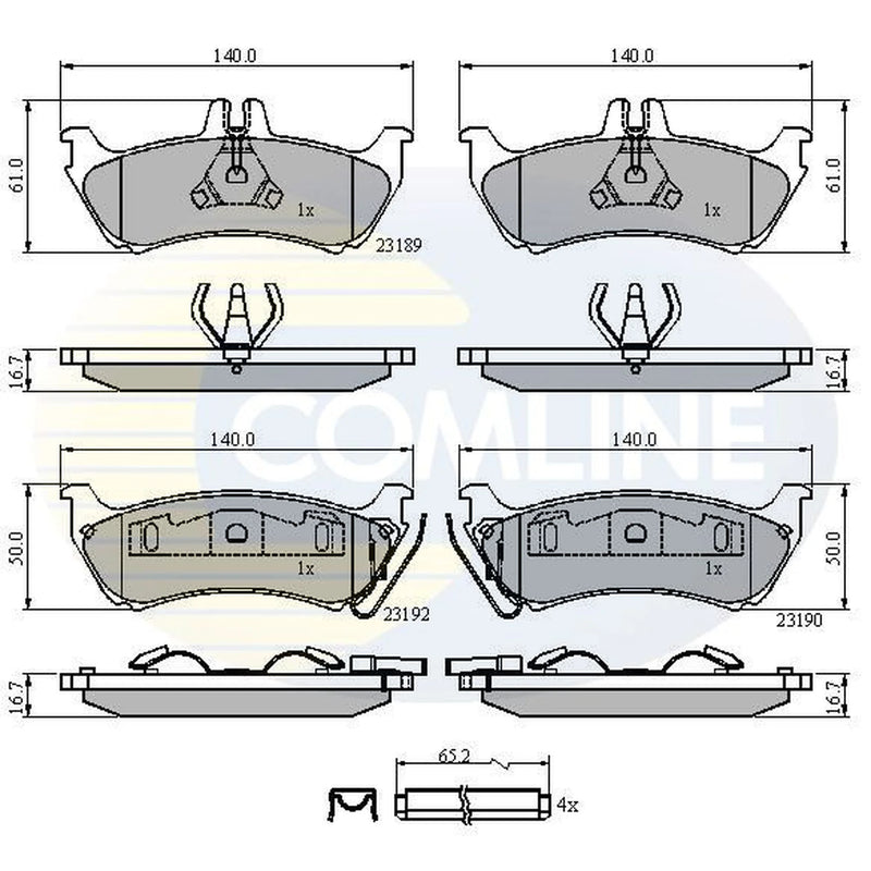 Comline 4 x Rear Brake Pad Set fits Mercedes-Benz M-Class 1998-2005