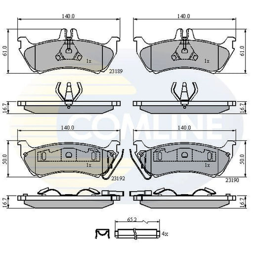 Comline 4 x Rear Brake Pad Set fits Mercedes-Benz M-Class 1998-2005