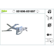 Valeo Electric Window Regulator Lifter Left Front 851696