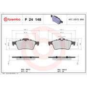 Brembo 4 x Rear Brake Pad Set fits Ford C-Max II 2010-2019 1.0 1.5 1.6 2.0