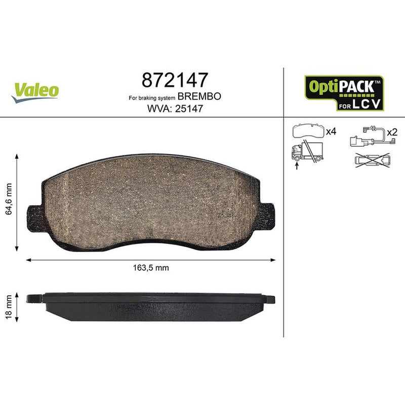 Valeo Front Brake Pad Set 872147