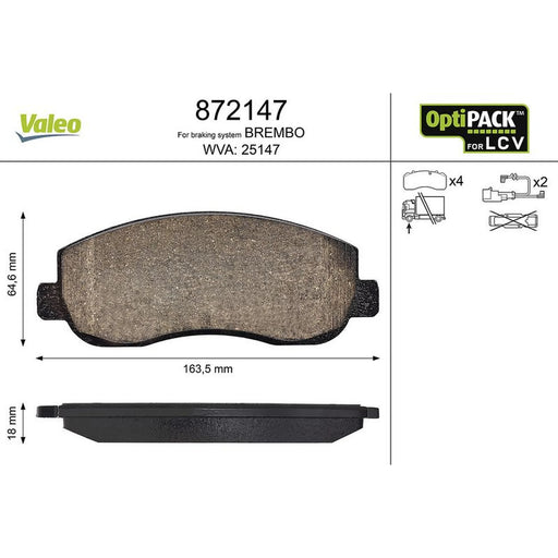 Valeo Front Brake Pad Set 872147