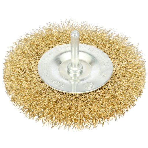 Draper Brassed Steel Crimped Wire Wheel Brush, 100mm 41428 Draper - Dynamic Drive