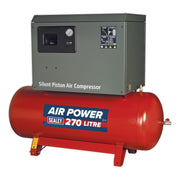 270L Low Noise Belt Drive Air Compressor with Cast Cylinders 7.5hp 3ph 2-Stage Sealey - NN4 Online 