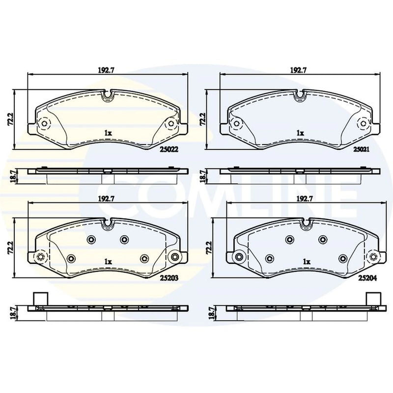 Comline 4 x Front Brake Pad Set fits Land Rover Defender 2020 on 2.0 3.0
