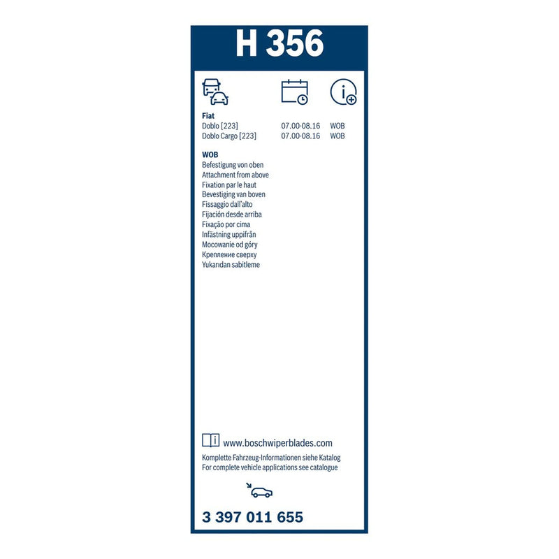 Bosch Wiper Wiper Blade 350mm — H356 fits Fiat Doblo 2001-2005