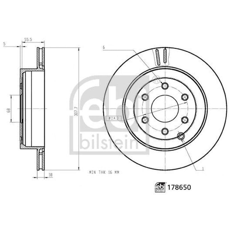 Febi 2 x Internally Vented Rear Brake Discs 178650-x2
