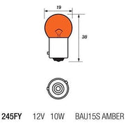 x2 589 RY10W Amber 12v 10w BAU15S 245FY Bayonet Motorcycle Motorbike Car Bulb Autoinparts  - Dynamic Drive