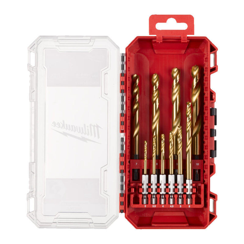 Milwaukee 10 Piece SHOCKWAVE Red Hex HSS Titanium Metal Drill Bit Set Milwaukee - Dynamic Drive