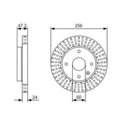 Bosch 2 x Vented Brake Discs fits Chevrolet Aveo 2011-2015 1.2 1.3 1.4 1.6