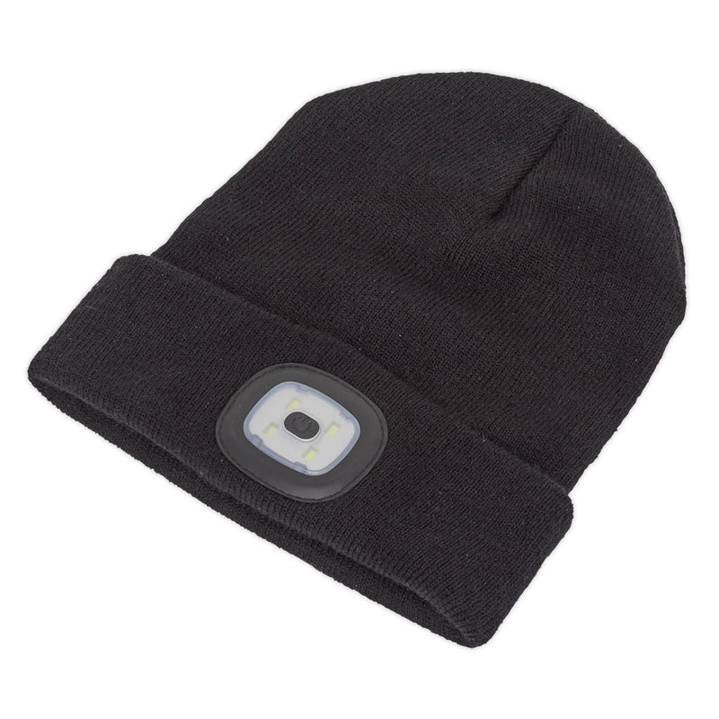 Sealey Beanie Hat 4 SMD LED USB Rechargeable LED185 Sealey - Dynamic Drive