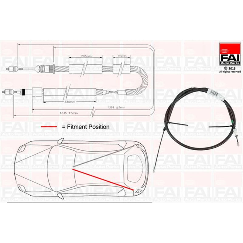 FAI Handbrake Cable Left Rear fits Citroën Xsara 1997-2005 1.4 1.6 1.8 1.9 2.0
