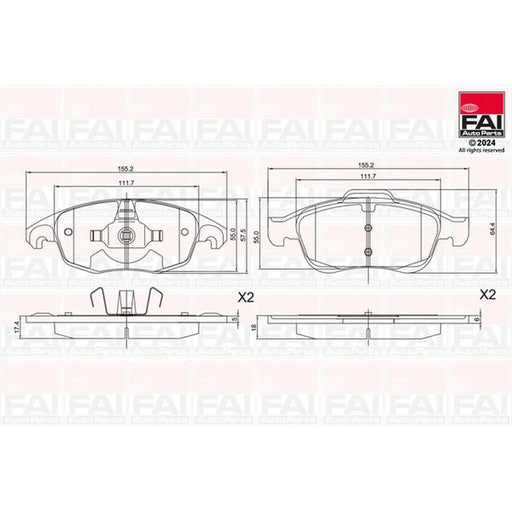 FAI Front Brake Pad Set fits Citroën Berlingo First Box Body 2010 on