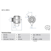 Bosch Car Alternator 12V 0 986 047 140