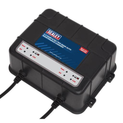 Sealey Two Bank 6/12V 10A (2 x 5A) Auto Maintenance Charger MBC250 Sealey - Dynamic Drive