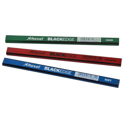 Blackedge Carpenter's Pencils - Assorted (Card 12) Blackedge - Dynamic Drive