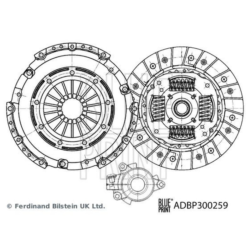 Blue Print Clutch Kit Set 3pc 236mm fits Suzuki SX4 2007 on 1.6