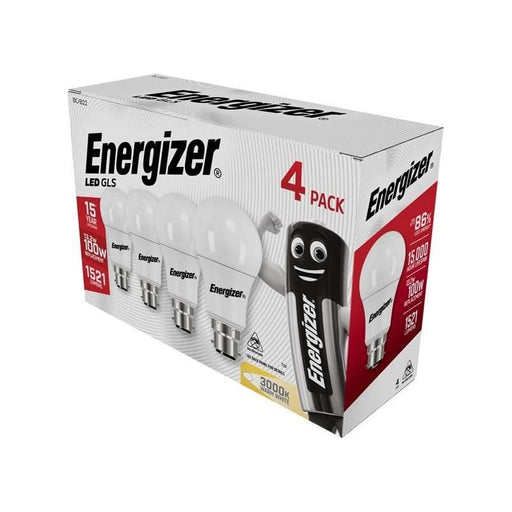 Energizer® LED BC (B22) Opal GLS Non-Dimmable Bulb, Warm White 1521 lm 13.2W (Pack 4) Energizer® - NN4 Online
