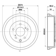 Mintex Brake Drum Assembly Rear fits Nissan Juke 2010-2019 1.2 1.5 1.6