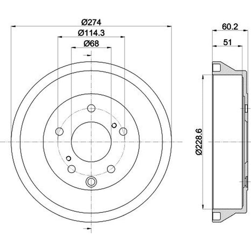 Mintex 2 x Brake Drums fits Nissan Juke 2010-2019 1.2 1.5 1.6