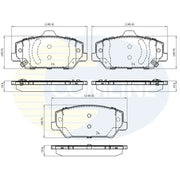 Comline 4 x Front Brake Pad Set fits Hyundai I30 2017 on 2.0