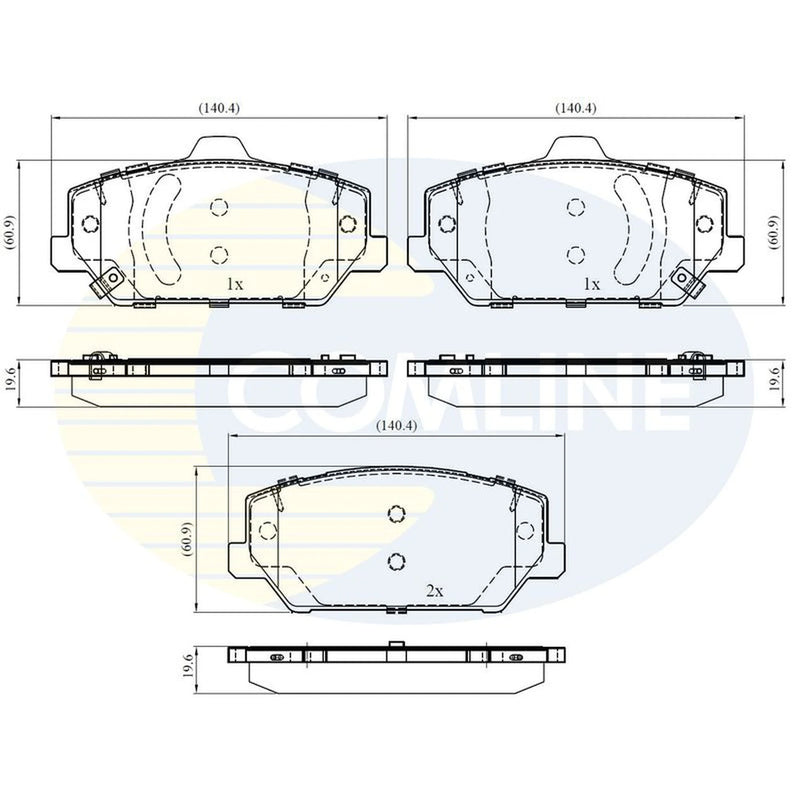 Comline 4 x Front Brake Pad Set fits Hyundai I30 2017 on 2.0