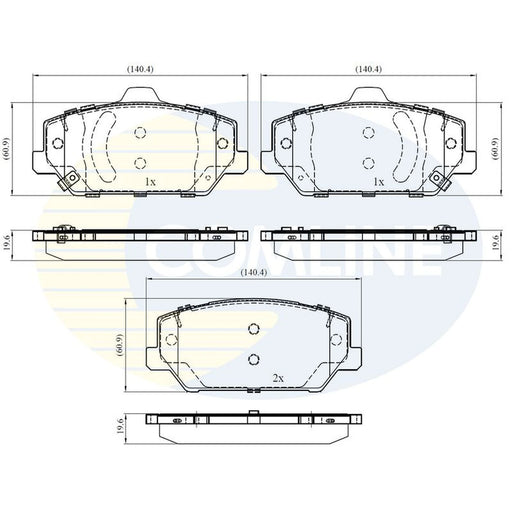 Comline 4 x Front Brake Pad Set fits Hyundai I30 2017 on 2.0