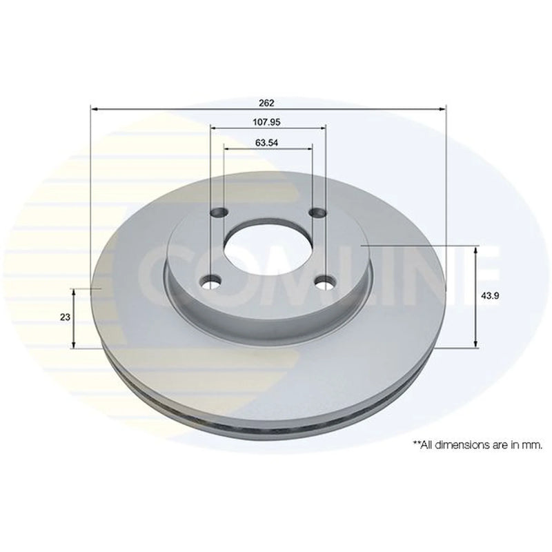 Comline 2 x Brake Discs fits Ford Fiesta VII 2017-2021 1.0 1.1 1.5