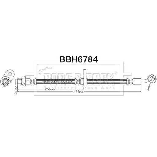 Borg & Beck Brake Hydraulic Hose Line Front Right BBH6784