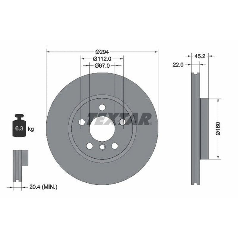 Textar 2 x Vented Front Brake Discs 92273105-x2