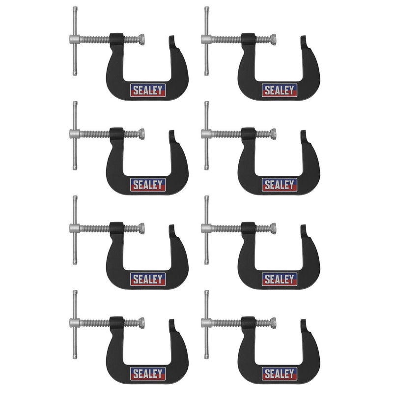 Sealey Junior C-Clamp Set 28mm x 28mm 8pc GCC05 Sealey - Dynamic Drive