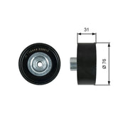Gates V-Ribbed Belt Deflection/Guide Pulley T36444