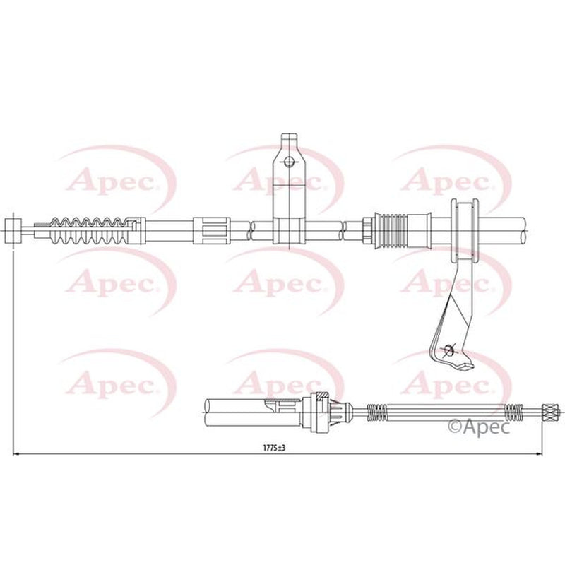 Apec Handbrake Cable Left Rear fits Toyota Avensis 2003-2008 1.6 1.8 2.0 2.2 2.4