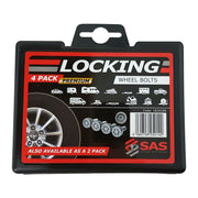 SAS Security 4 Locking Wheel Bolts M12 X 1.5 Caravan Trailer Car SAS  - Dynamic Drive