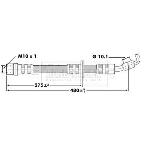 Borg & Beck Brake Hydraulic Hose Line Front Left BBH6859