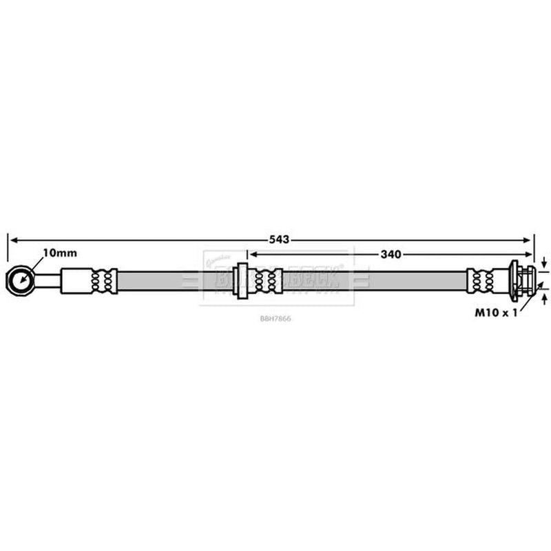 Borg & Beck Brake Hydraulic Hose Line Front Right BBH7866