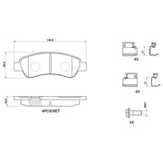 Brembo 4 x Rear Brake Pad Set fits Citroën Relay III 2006-2020 2.2 3.0