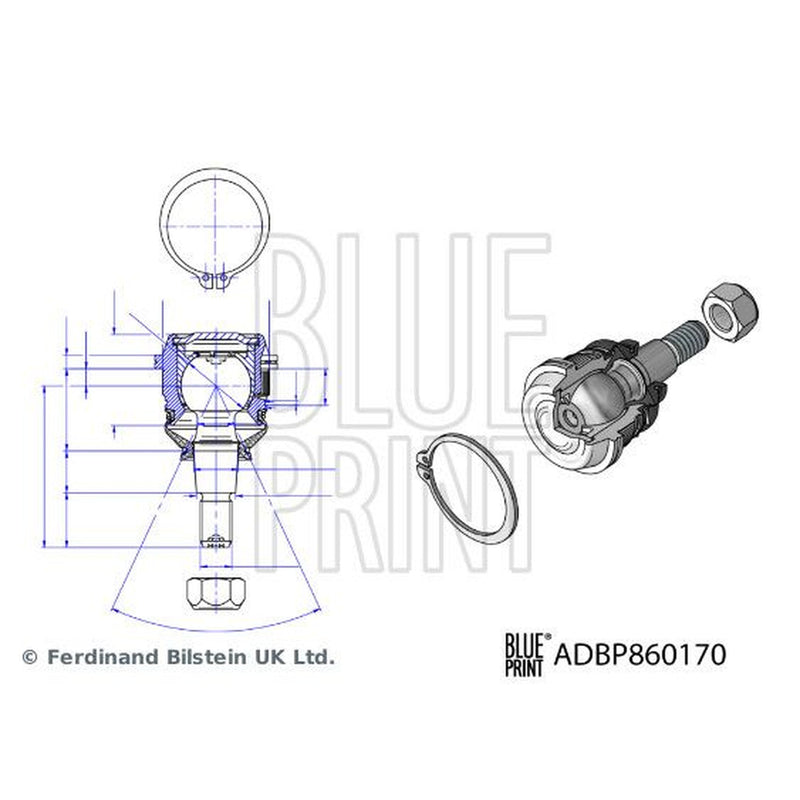 Blue Print Ball Joint Front Right fits Hyundai Bayon 2021 on 1.0 1.2