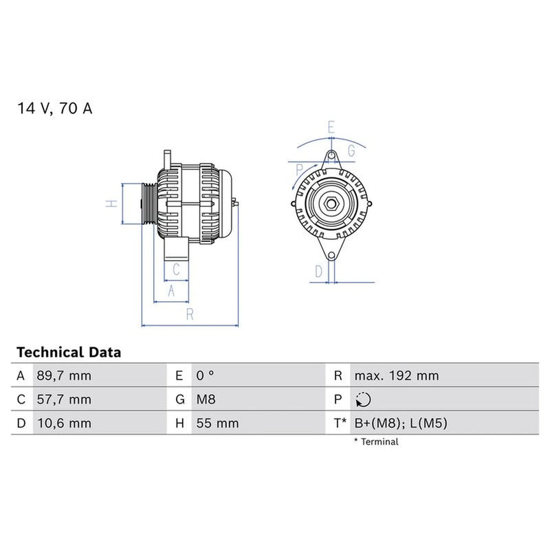 Bosch Car Alternator 12V 0 986 086 690